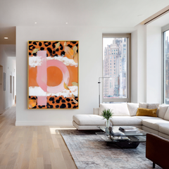Wild Echo – Abstract Leopard Print Wall Art, Modern Pink & Orange Canvas Décor