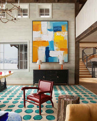 Large Textured Modern Abstract Wall Art Original Oil Painting On Canvas Vibrant Yellow And Blue Acrylic Painting Living Room Decor
