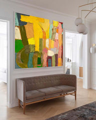 Large Abstract Oil Painting On Canvas Vibrant Colorful Modern Acrylic Painting Original Wall Art Home Decoration