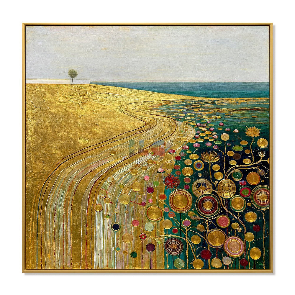 Golden Meadow Garden – Abstract Landscape Textured Wall Art hand-painted wall art