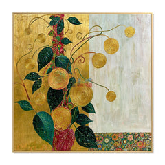 Golden Vine Garden – Decorative Botanical Textured Wall Art hand-painted wall art
