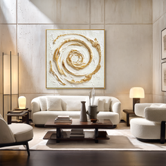 Golden Vortex – 3D Textured Abstract Spiral Canvas Art, Modern Wall Décor
