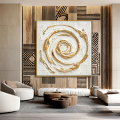 Golden Vortex – 3D Textured Abstract Spiral Canvas Art, Modern Wall Décor