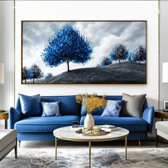 Echo of Blue – Textured Tree Landscape Oil Painting