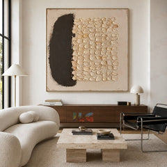 Half Field Contrast – Minimal Textured Balance Wall Art