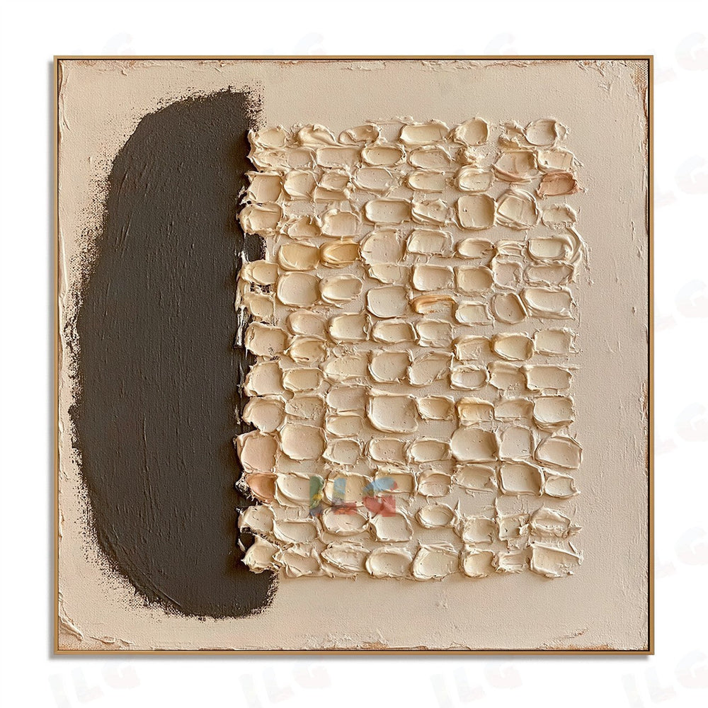 Half Field Contrast – Minimal Textured Balance Wall Art hand-painted wall art