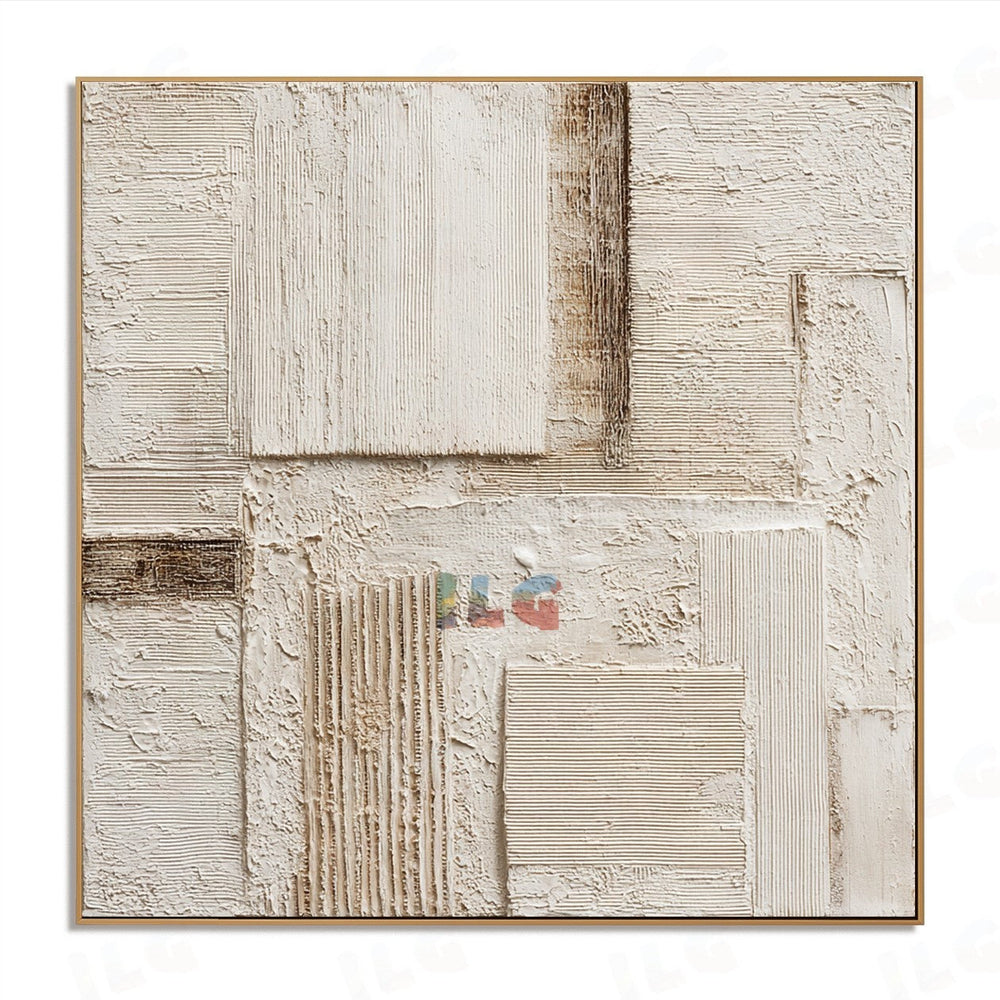 Tactile Neutral Mosaic – Abstract Textured Wall Art hand-painted wall art