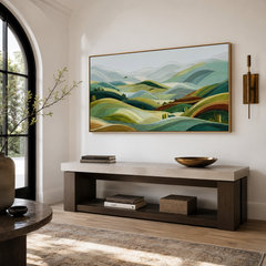 Verdant Horizon Layers – Contemporary Abstract Landscape Wall Art