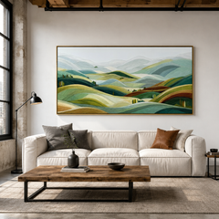 Verdant Horizon Layers – Contemporary Abstract Landscape Wall Art