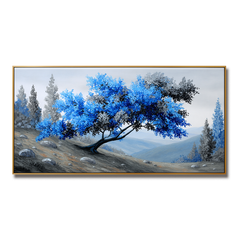 Windswept Calm – Textured Blue Tree Landscape Oil Painting