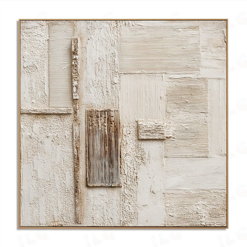 Woven Plaster Fields – Abstract Textured Wall Art hand-painted wall art
