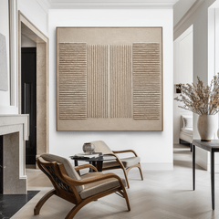 Parallel Serenity – Beige Line Textured Abstract Painting