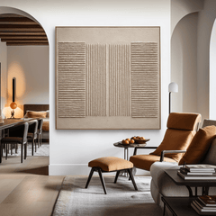 Parallel Serenity – Beige Line Textured Abstract Painting