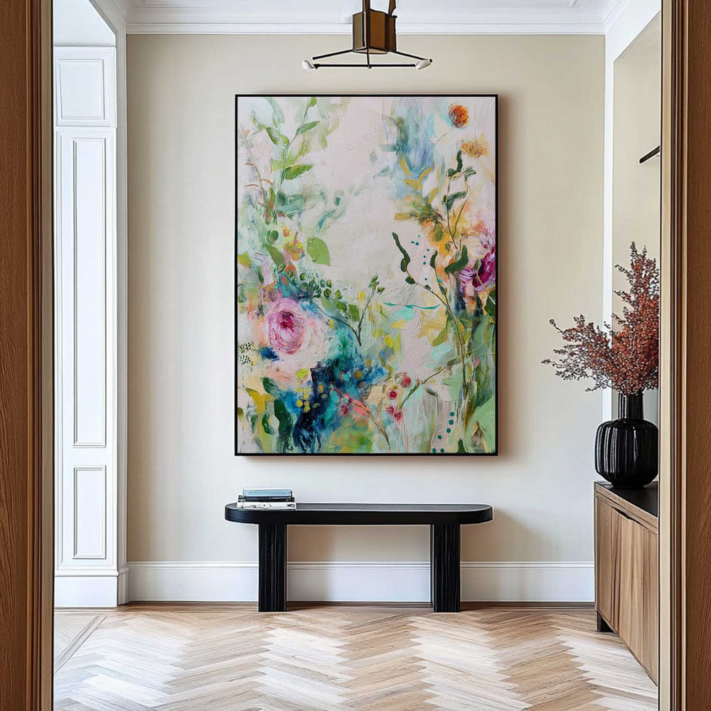 Botanical Painting Nature Wall Art Large Colorful Flower Abstract Painting Canvas Original Artwork Decor