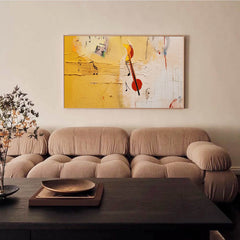 Textured Original Oil Painting On Canvas Vibrant Yellow Acrylic Painting Large Modern Abstract Note Living Room Wall Art