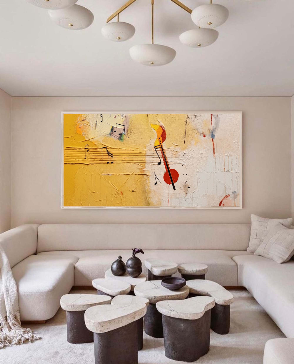 Textured Original Oil Painting On Canvas Vibrant Yellow Acrylic Painting Large Modern Abstract Note Living Room Wall Art