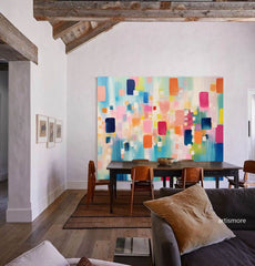 Original Abstract Oil Painting On Canvas Vibrant Colorful Large Wall Art Modern Oil Painting Living Room Decoration