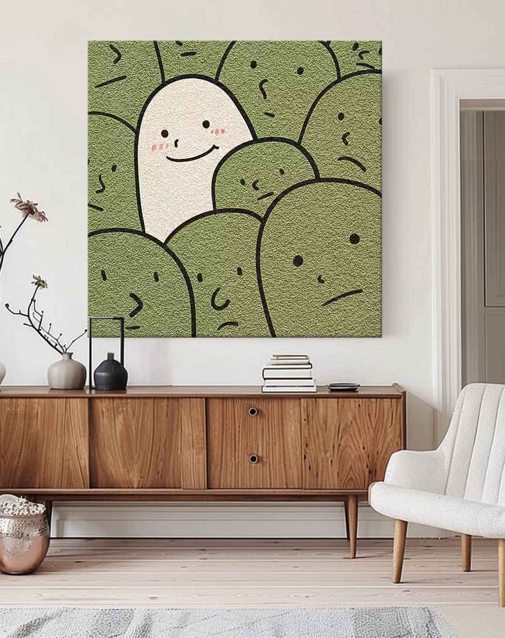 Modern Minimalist Canvas Acrylic Painting Large Interesting Simple Strokes Abstract Wall Art For Living Room