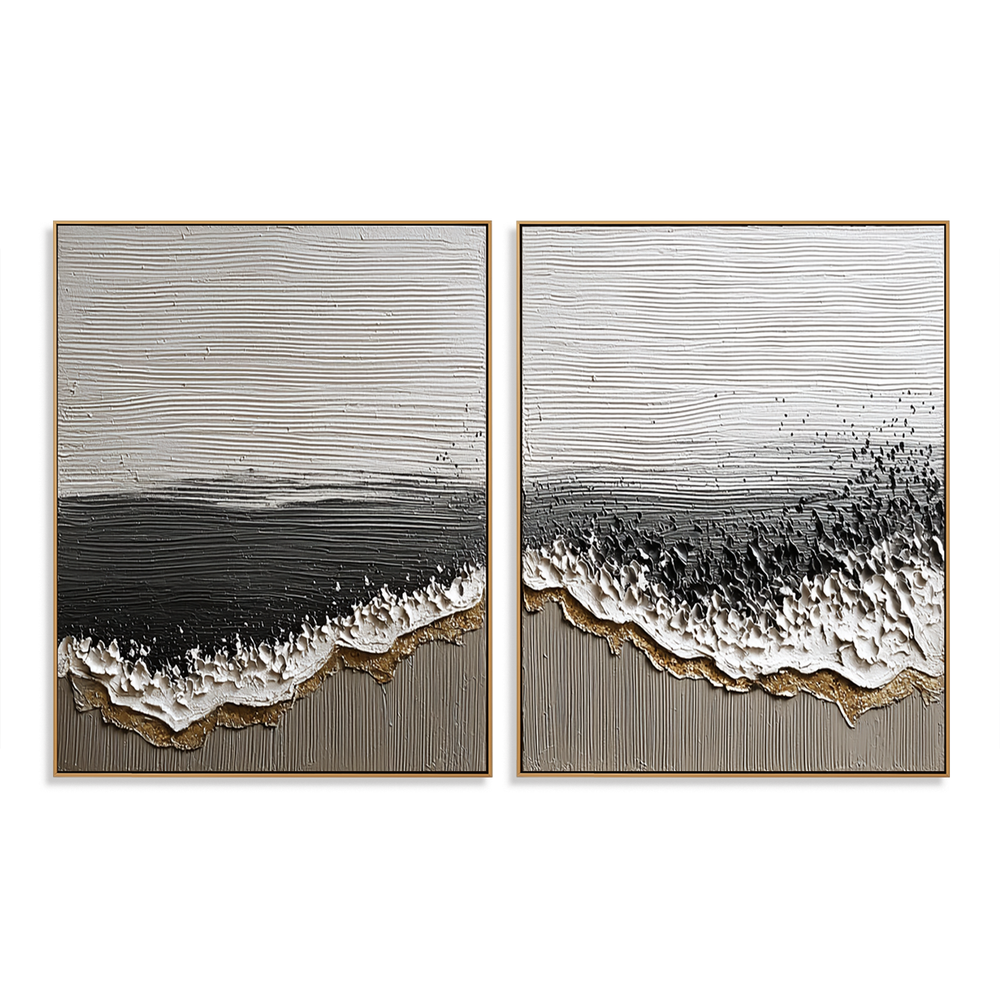 Coastal Harmony – Hand-Painted Textured Ocean Canvas Art hand-painted wall art
