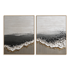 Coastal Harmony – Hand-Painted Textured Ocean Canvas Art hand-painted wall art