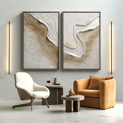 Sculpted Dunes – Textured Minimalist Sand Dune Diptych