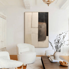 Held in Contrast – Wabi-Sabi Textured Abstract Wall Art