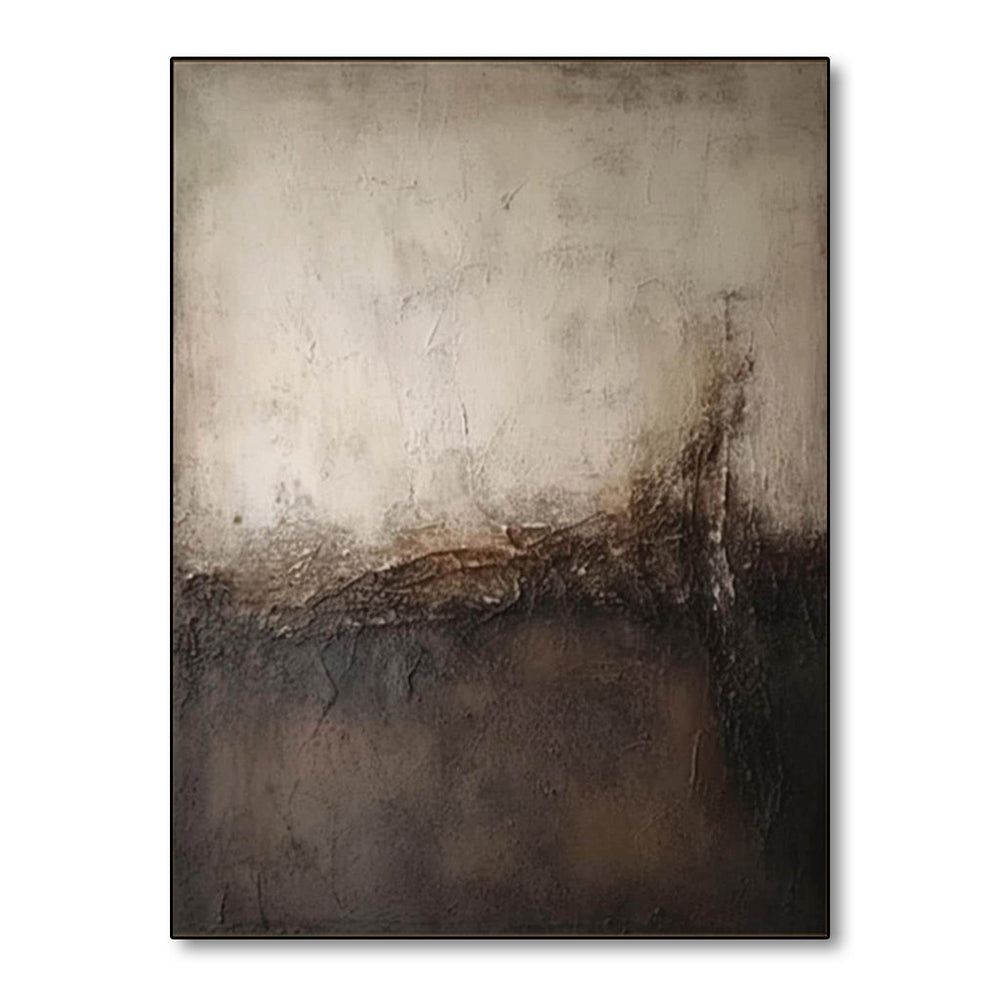 Soft Divide – Wabi-Sabi Textured Abstract Wall Art with Gentle Horizon hand-painted wall art