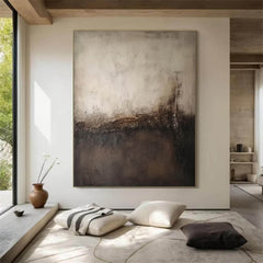 Soft Divide – Wabi-Sabi Textured Abstract Wall Art with Gentle Horizon