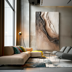 Between Light and Earth – Wabi-Sabi Textured Abstract Wall Art