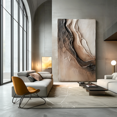 Between Light and Earth – Wabi-Sabi Textured Abstract Wall Art