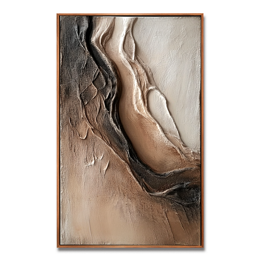 Between Light and Earth – Wabi-Sabi Textured Abstract Wall Art hand-painted wall art