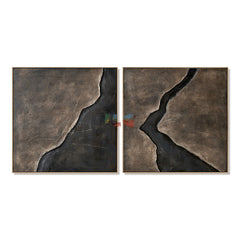 Bronze Rift Pair – Abstract Wabi-Sabi Textured Wall Art hand-painted wall art