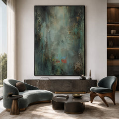 Emerald Mist Depths – Abstract Organic Textured Wall Art