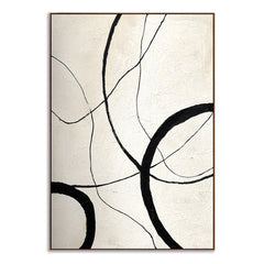Eternal Curves – Minimalist Black and White Abstract Oil Painting, Modern Textured Wall Art