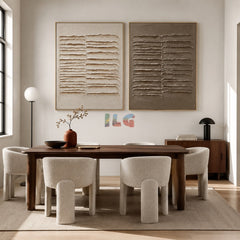 Folded Earth Lines Pair – Abstract Wabi-Sabi Relief Wall Art