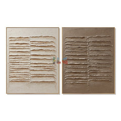 Folded Earth Lines Pair – Abstract Wabi-Sabi Relief Wall Art hand-painted wall art