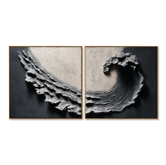 Fracture Within – Textured Abstract Diptych Wall Art hand-painted wall art