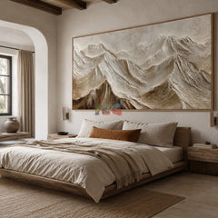 Ivory Alpine Relief – Abstract Mountain Textured Wall Art