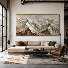 Ivory Alpine Relief – Abstract Mountain Textured Wall Art
