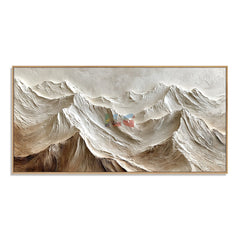 Ivory Alpine Relief – Abstract Mountain Textured Wall Art hand-painted wall art