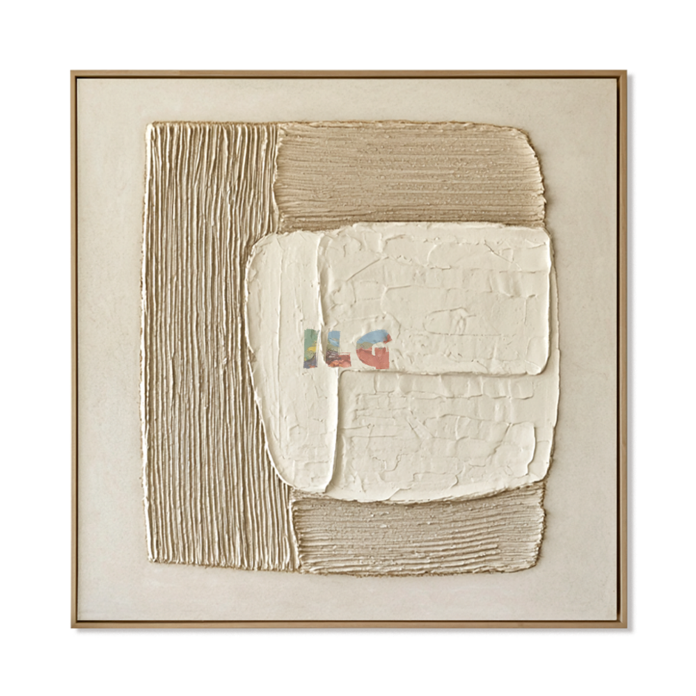 Ivory Layered Balance – Minimalist Abstract Textured Wall Art hand-painted wall art