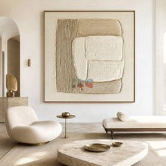 Ivory Layered Balance – Minimalist Abstract Textured Wall Art