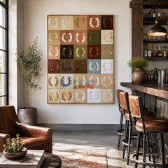 Lucky Horseshoe Grid – Western Textured Wall Art