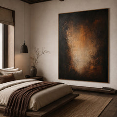 Midnight Amber Passage – Abstract Organic Textured Wall Art