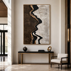 Midnight Ravine Trace – Abstract Organic Textured Wall Art