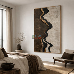 Midnight Ravine Trace – Abstract Organic Textured Wall Art