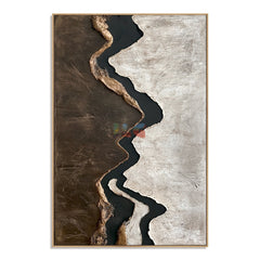 Midnight Ravine Trace – Abstract Organic Textured Wall Art hand-painted wall art
