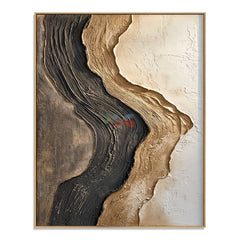 Noir Gilded Drift – Abstract Organic Textured Wall Art hand-painted wall art