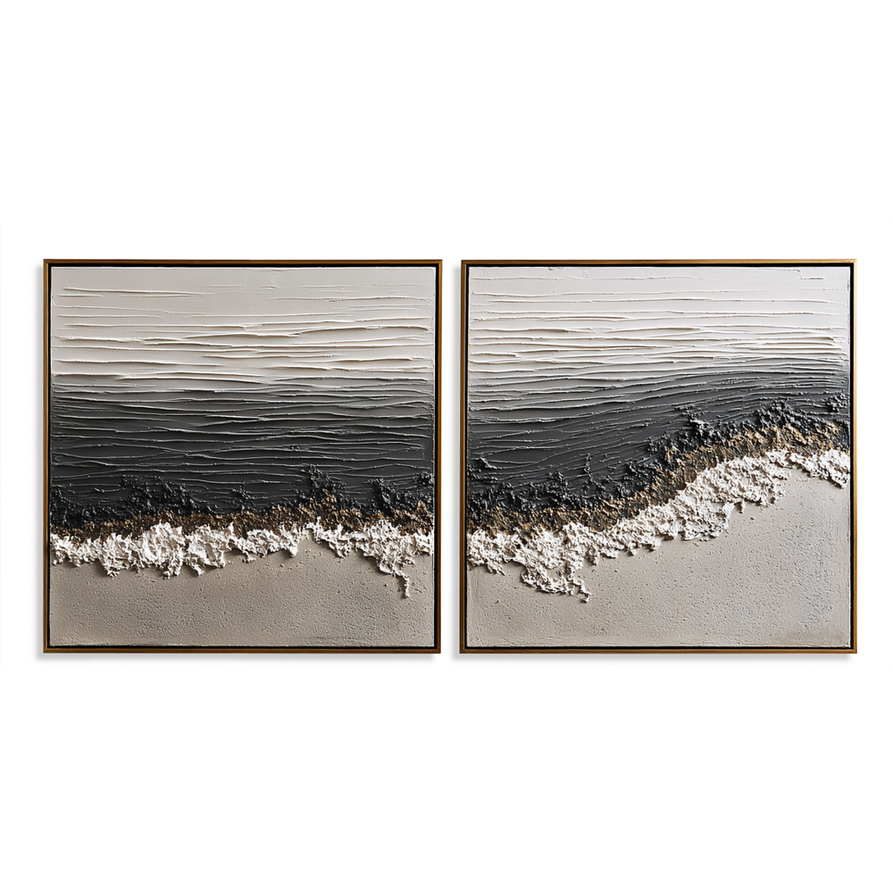 Oceanic Tranquility – Hand-Painted Textured Coastal Canvas Art hand-painted wall art