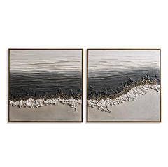 Oceanic Tranquility – Hand-Painted Textured Coastal Canvas Art hand-painted wall art
